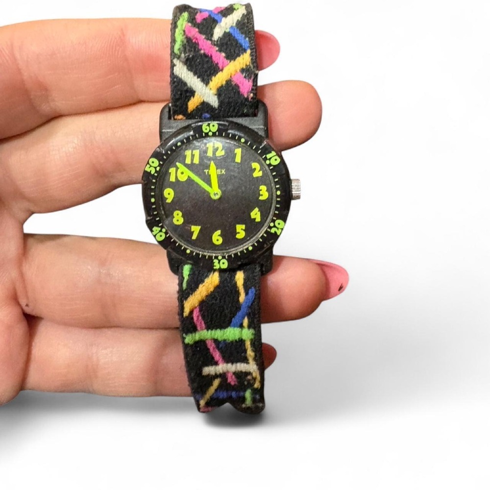 Rare vintage Timex‎ multi-coloured watch with a unique patterned strap